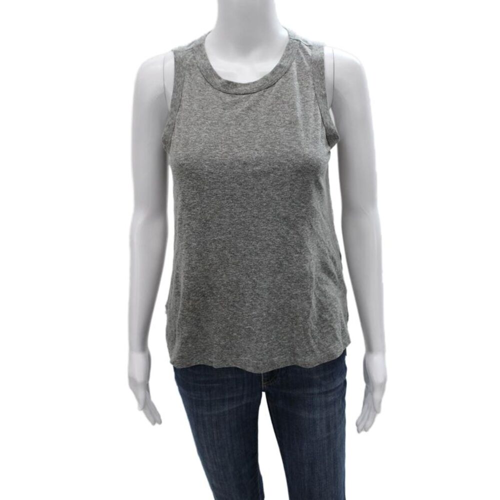Current/Elliott Women Basic Sleeveless Tank Gray Polyester Round Neck Size S